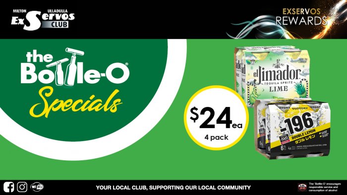 Suntory -196 Double Lemon or El Jimador Tequila Lime Spritz