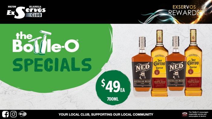 Ned Australian Whisky or Jose Cuervo Especial Tequila