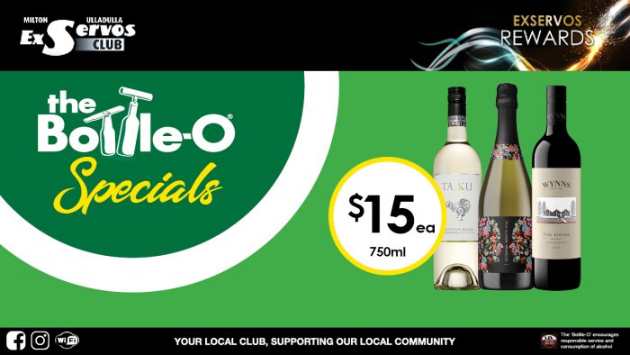 Ta_Ku Sauvignon Blanc, True Illusion Prosecco or Wynn’s The Siding Shiraz