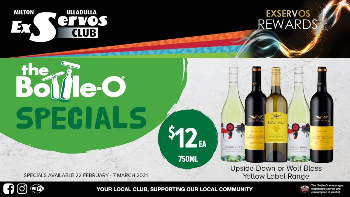 Upside Down or Wolf Blass Yellow Label Range