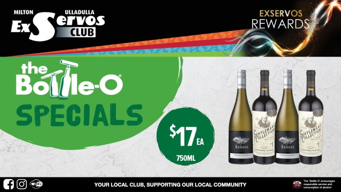 Kamana Sauvignon Blanc or Lindeman’s Gentlemans Collection Range