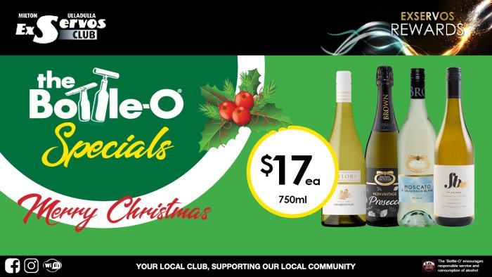 Taylors Estate Range, Brown Brothers NV Prosecco or Moscato Range or Fat Bastard Chardonnay