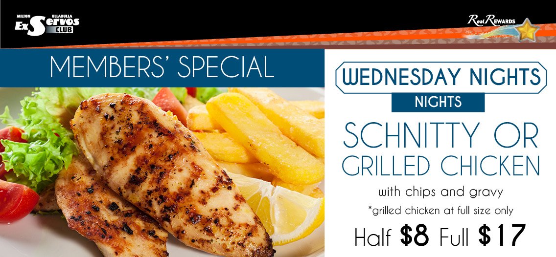 Chicken Schnitty or Grilled Chicken - Weds Nights