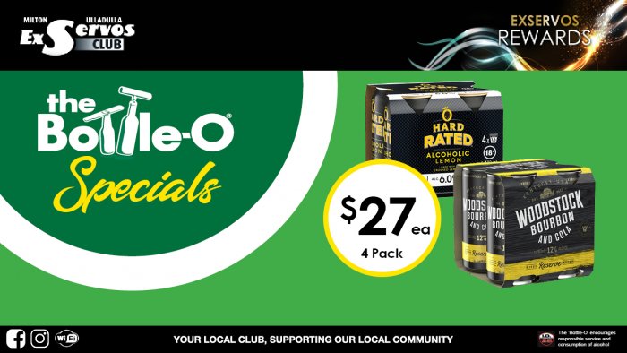 Hard Rated Alcoholic Lemon 6% or Woodstock Bourbon & Coke 12%