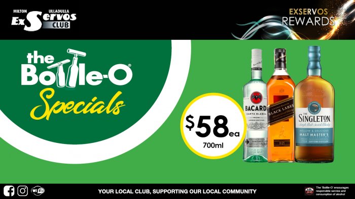 Bacardi, Johnnie Walker Black Label or Singleton Scotch