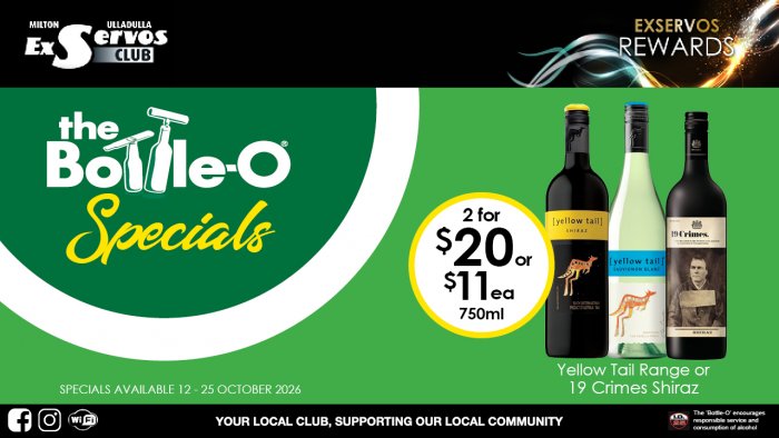 Yellow Tail Range or 19 Crimes Shiraz