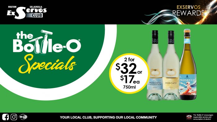 Brown Brothers Moscato Range or De Bortoli KV Prosecco