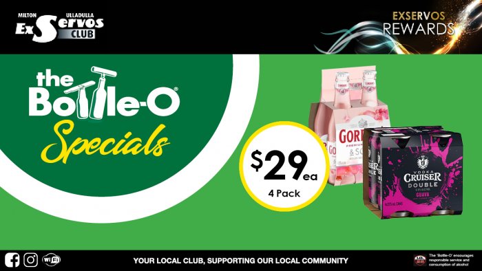 Gordon’s Pink Gin & Soda or Vodka Cruiser Double Guava