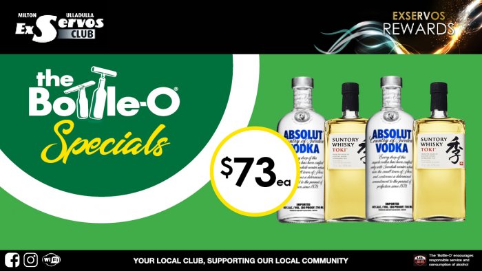 Absolut Vodka (1 Litre) or Toki Japanese Whisky (700ml)