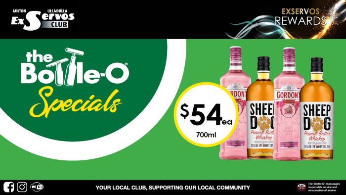 Gordon’s Pink Gin or Sheep Dog Peanut Butter Whiskey