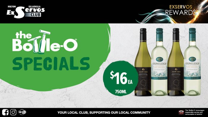 Jacob’s Creek Barossa Signature Range or Stoneleigh Sauvignon Blanc