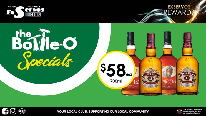 Buffalo Trace Bourbon or  Chivas Regal Scotch