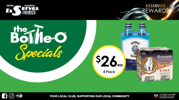 Bombay Sapphire Gin & Tonic or Bundaberg Campfire & Cola