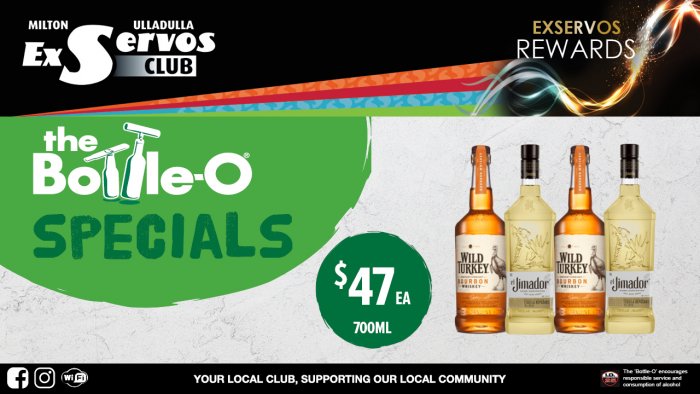 Wild Turkey 86.8 Proof or El Jimador Tequila