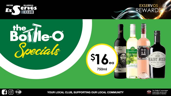 19 Crimes Snoop Dog Cali Red, Lindeman’s Early Harvest Sem Sauv Blanc, De Bortoli Rose Rose or Hairy Nose Shiraz