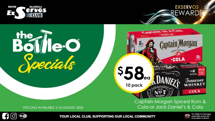 Captain Morgan Spiced Rum & Cola or Jack Daniel’s & Cola