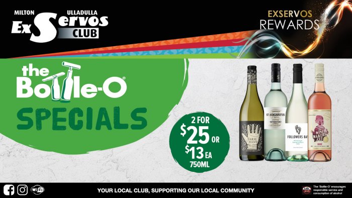 Farm Hand Organic, St Augustus or MCW Winemakers Range or Followers Bay Sauvignon Blanc