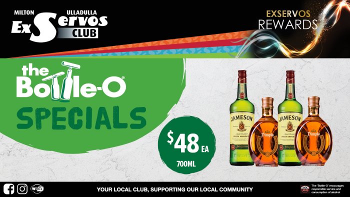 Jameson Irish Whiskey or Dimple 12 year old scotch