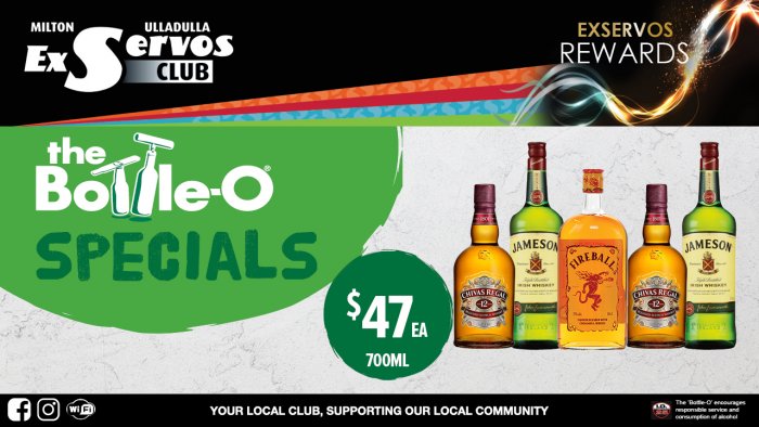 Chivas Regal 12 yr old Scotch, Jameson Irish Whisky or Fireball Cinnamon Whisky