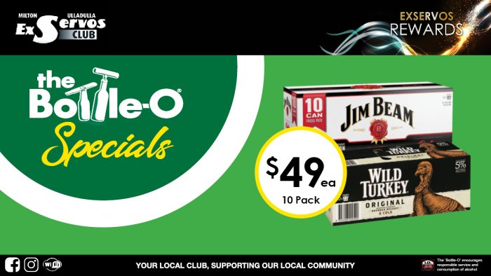 Jim Beam or Wild Turkey & Cola