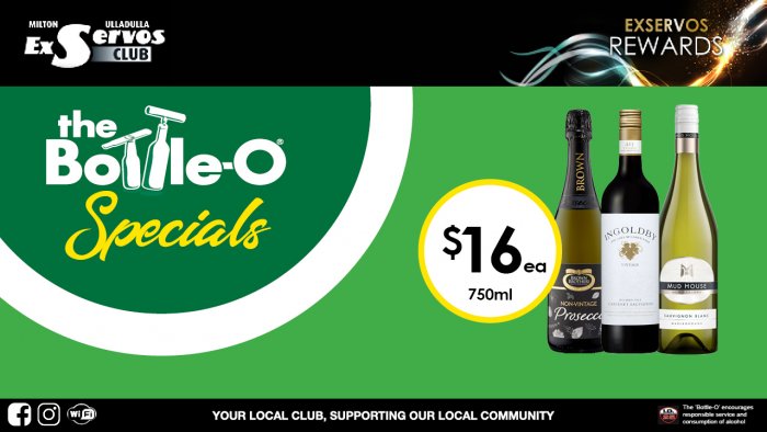 Brown Brothers NV Prosecco, Ingoldby Cabernet  Sauvignon or Mud House Sauvignon Blanc