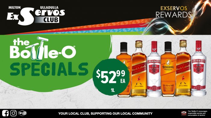 Bundaberg Original Rum, Johnnie Walker Red Label or Smirnoff Vodka