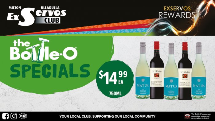 Matua Sauvignon Blanc or St Hallett Black Clay Shiraz