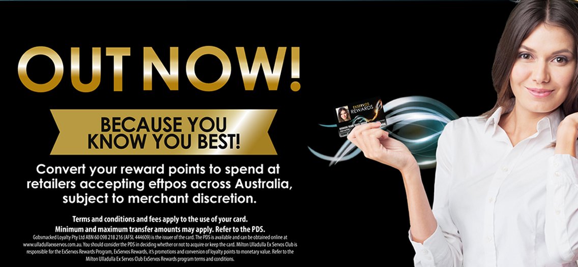THE EXSERVOS REWARDS PREPAID eftpos CARD
