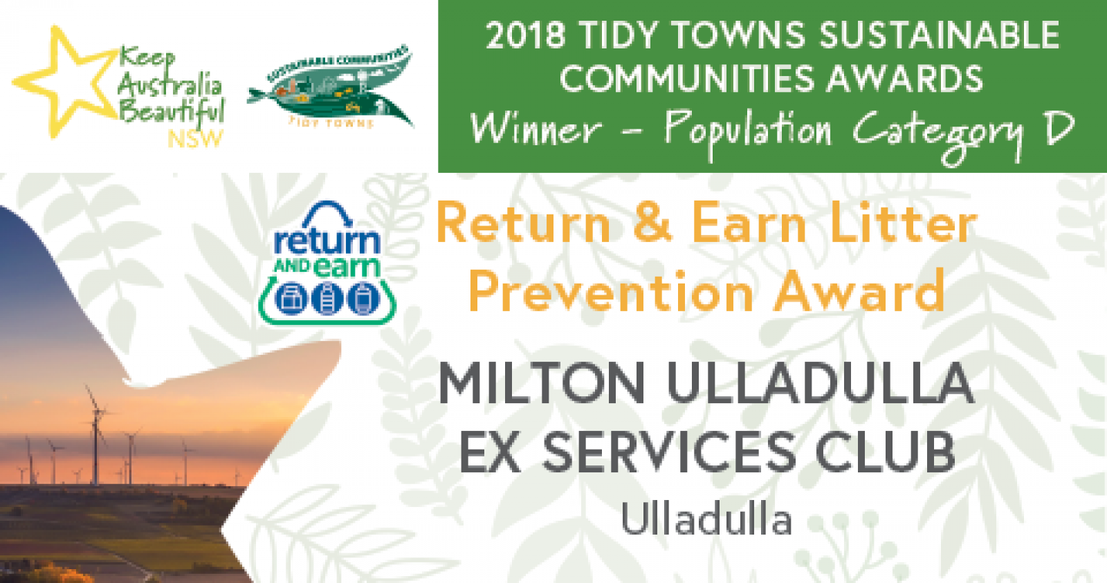 Return and Earn Litter Prevention Award to the ExSeevos 
